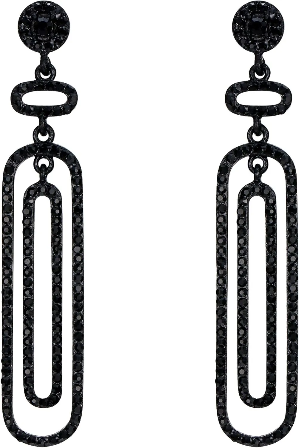 Flyonce Rhinestone Crystal Art Deco Hollow Bridal Drop Dangle Chandelier Earrings for Women