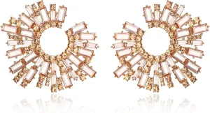 Flyonce Rhinestone Crystal Statement Earrings for Women, Large Big Art Deco Costume Irregular C-Shaped Stud Earring for Cocktail Prom