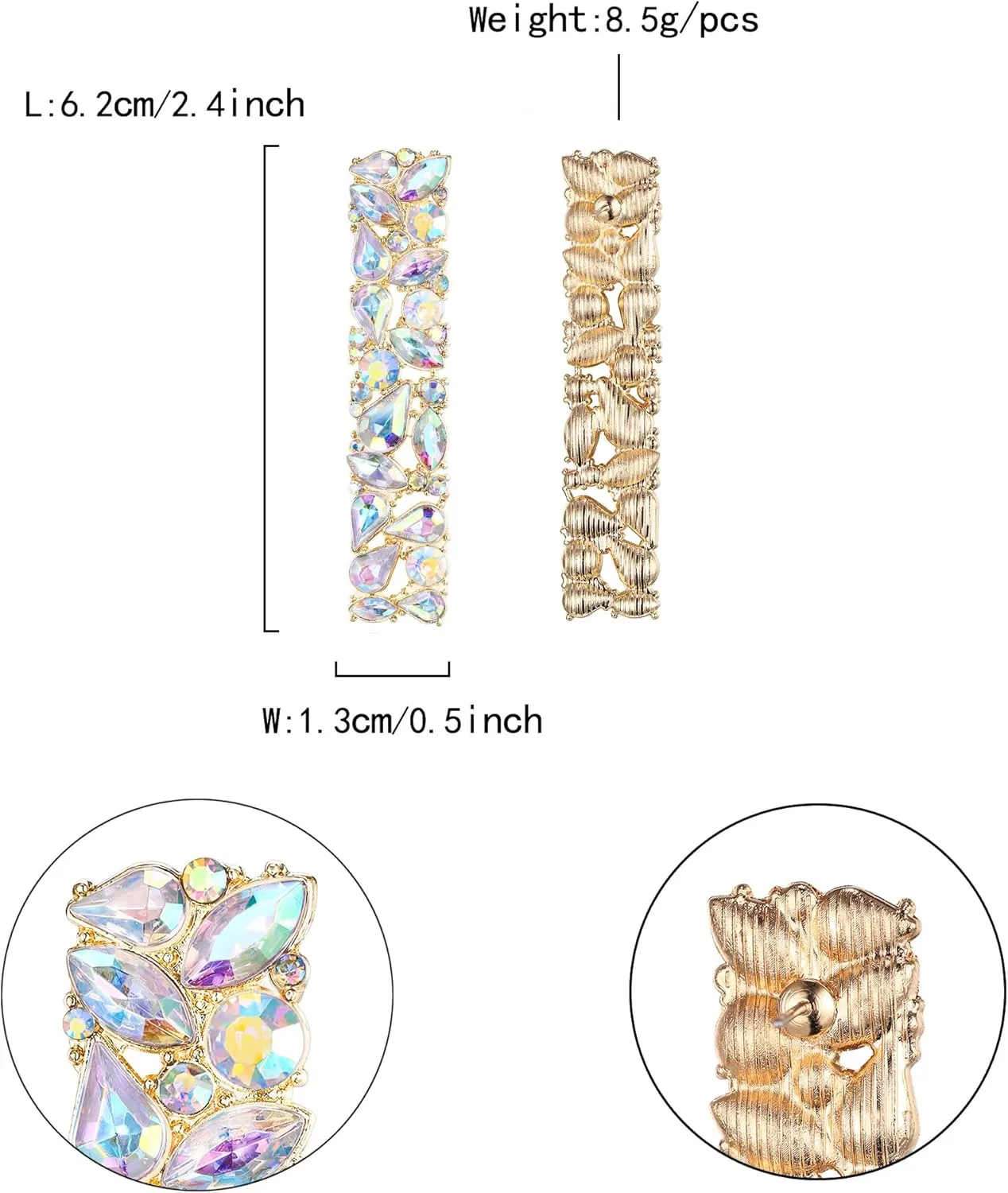 Flyonce Rhinestone Rectangle Earrings, Wedding Party Sparkly Crystal Geometric Statement Earrings for Women