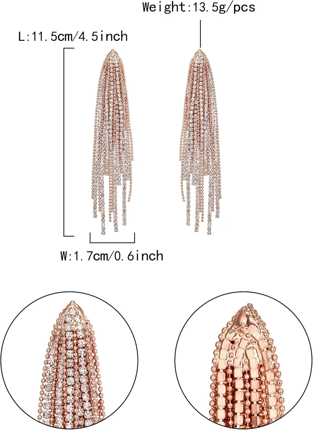 Flyonce Sparkly Rhinestone Chandelier Earrings, Wedding Bridal Crystal Statement Tassel Long Dangle Earrings fo Women s