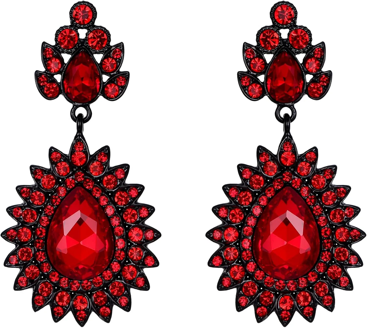 Flyonce Vintage Earrings for Women, Wedding Party Rhinestone Crystal Drop Dangle Earring