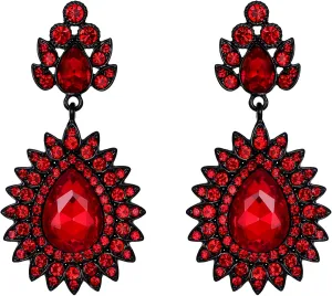 Flyonce Vintage Earrings for Women, Wedding Party Rhinestone Crystal Drop Dangle Earring