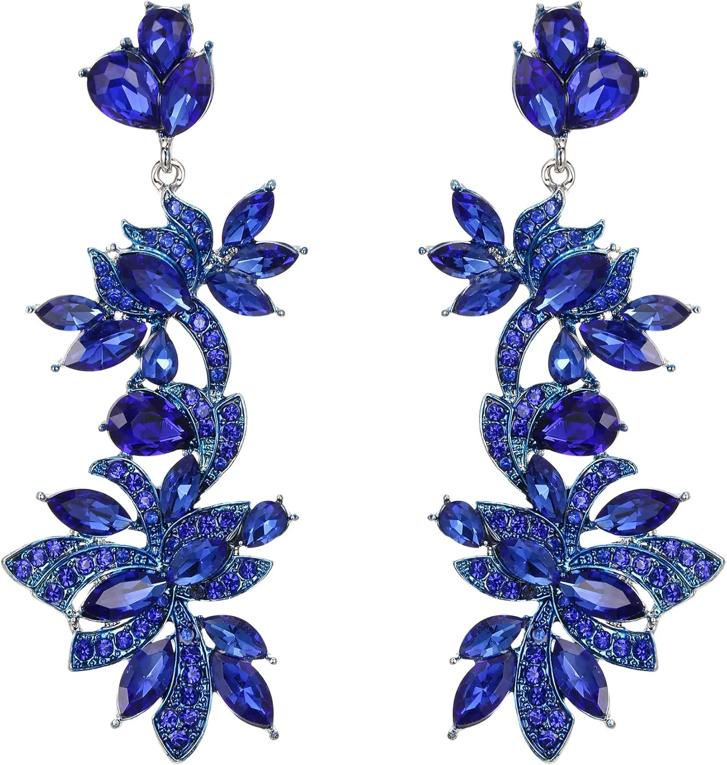 Flyonce Vintage Style Art Deco Earrings, Rhinestone Crystal Enamel Floral Lead Chandelier Dangle Earrings