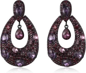 Flyonce Wedding Bridal Rhinestone Teardrop Oval Drop Dangle Earrings for Women Fashion Jewelry for Cocktail Prom Party