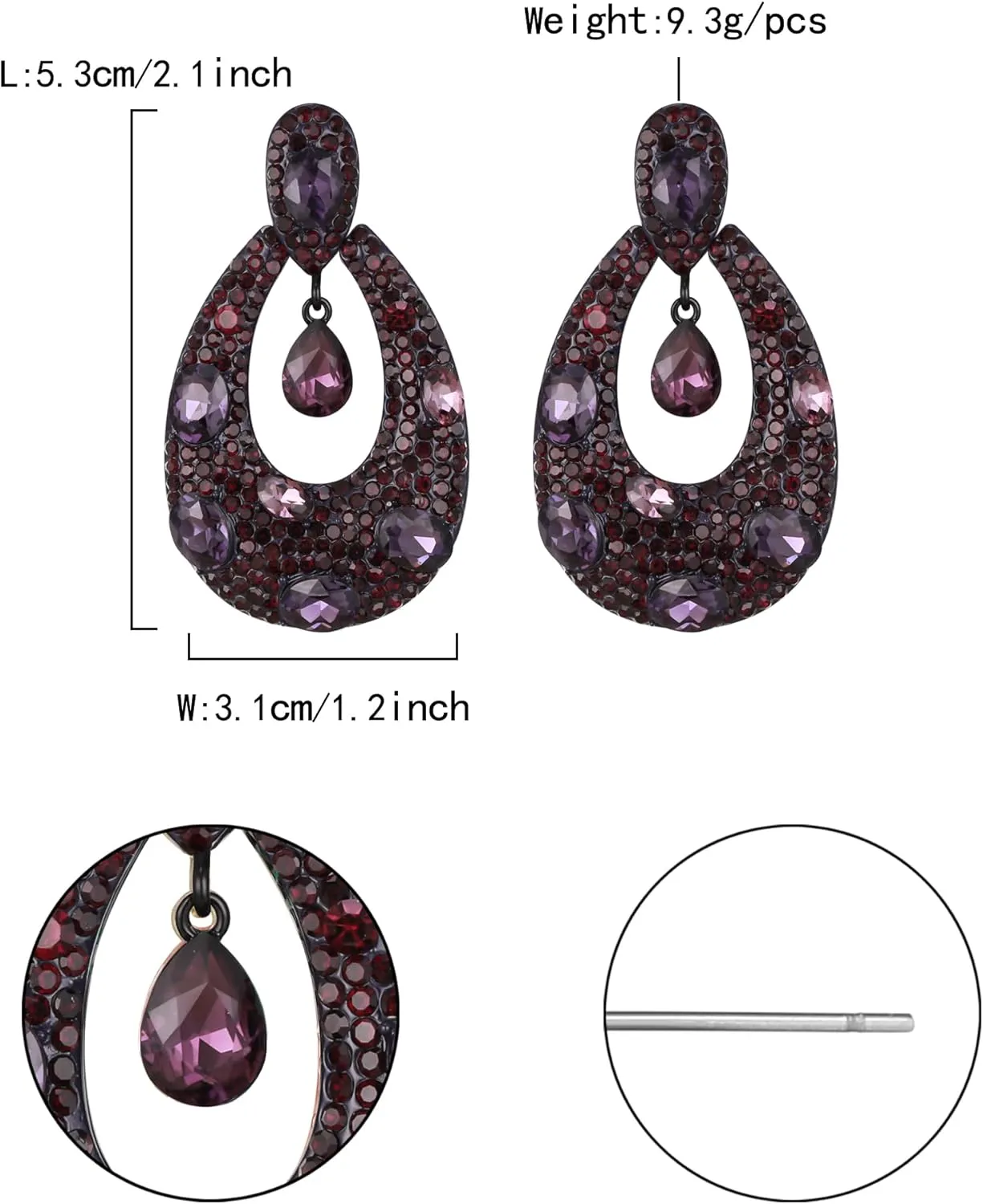 Flyonce Wedding Bridal Rhinestone Teardrop Oval Drop Dangle Earrings for Women Fashion Jewelry for Cocktail Prom Party