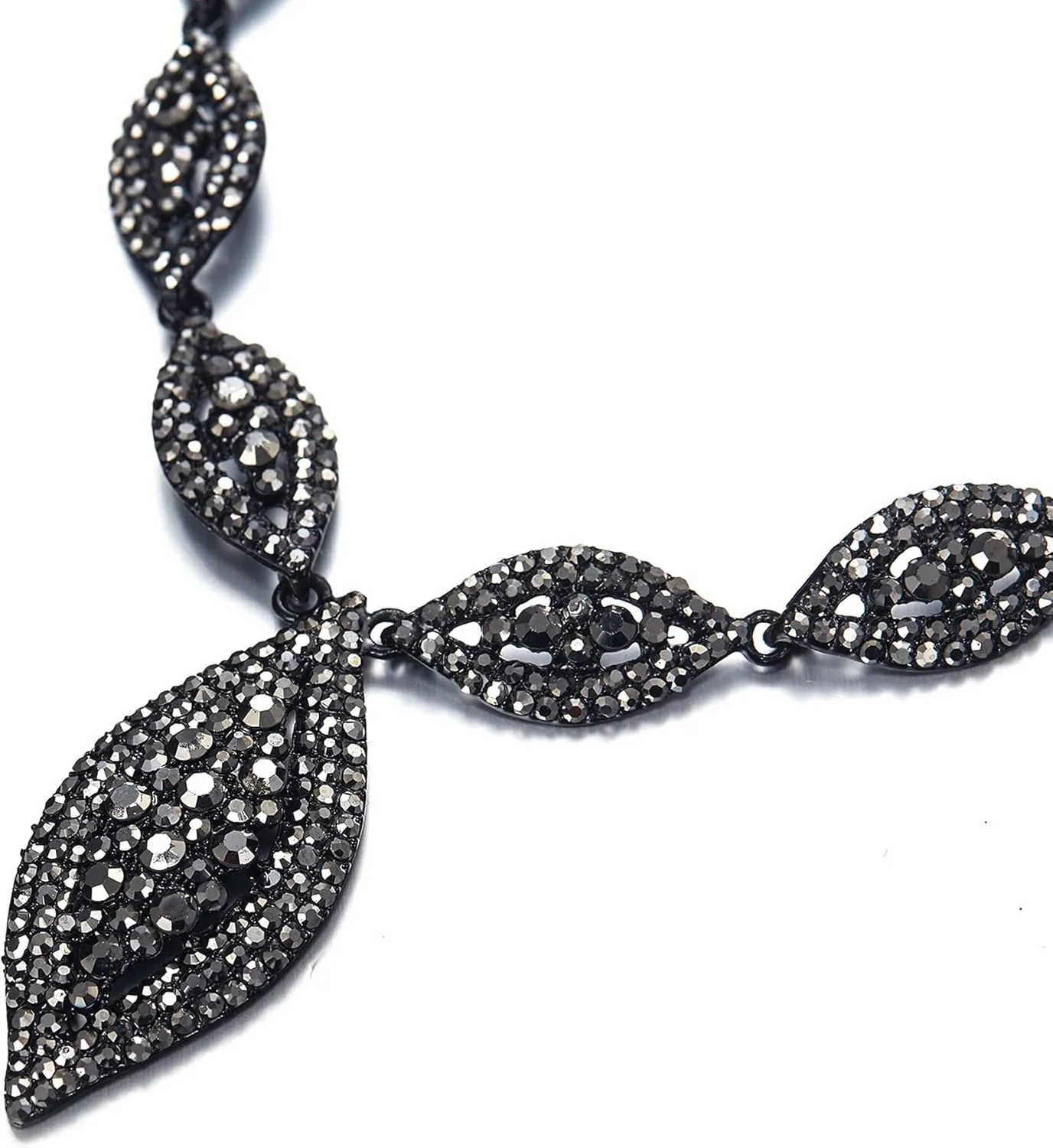 Flyonce Wedding Jewelry Set Rhinestone Crystal Bridal Leaf Necklace Drop Dangle Chandelier Earrings Sets for Women