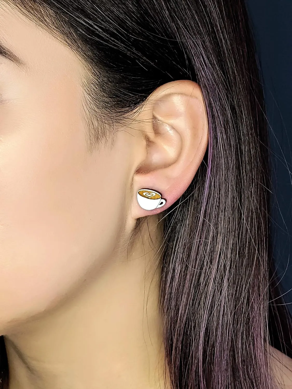 Foodie Lover Fun Foodie Stud Earring, Handpainted Laser Cut Wood Earrings, Handmade in the USA by Unpossible Cuts