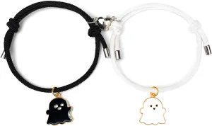 FORUBUS Lovely Black White Ghost Bracelet Set for Couples or Friends - Halloween Costume Jewelry, Valentine's Day, Memorial Gift