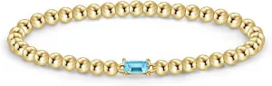 Free bird Birthstone Beaded Bracelet for Women Dainty 14K Gold Plated Stretchable Beaded Bracelet Hypoallergenic Waterproof Trendy Stackable Bracelet Birthstone Jewelry Gift for Birthday Christmas Valentine's Day