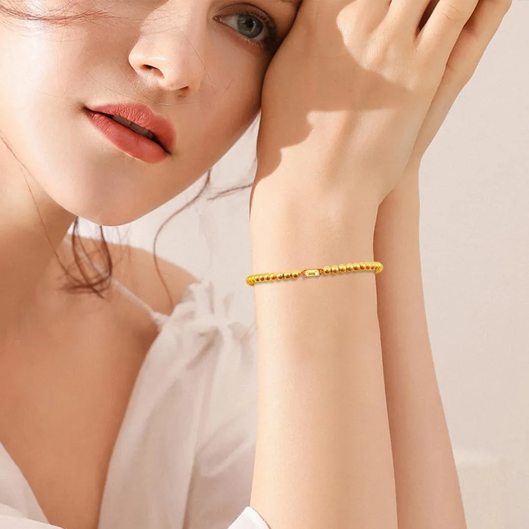 Free bird Birthstone Beaded Bracelet for Women Dainty 14K Gold Plated Stretchable Beaded Bracelet Hypoallergenic Waterproof Trendy Stackable Bracelet Birthstone Jewelry Gift for Birthday Christmas Valentine's Day