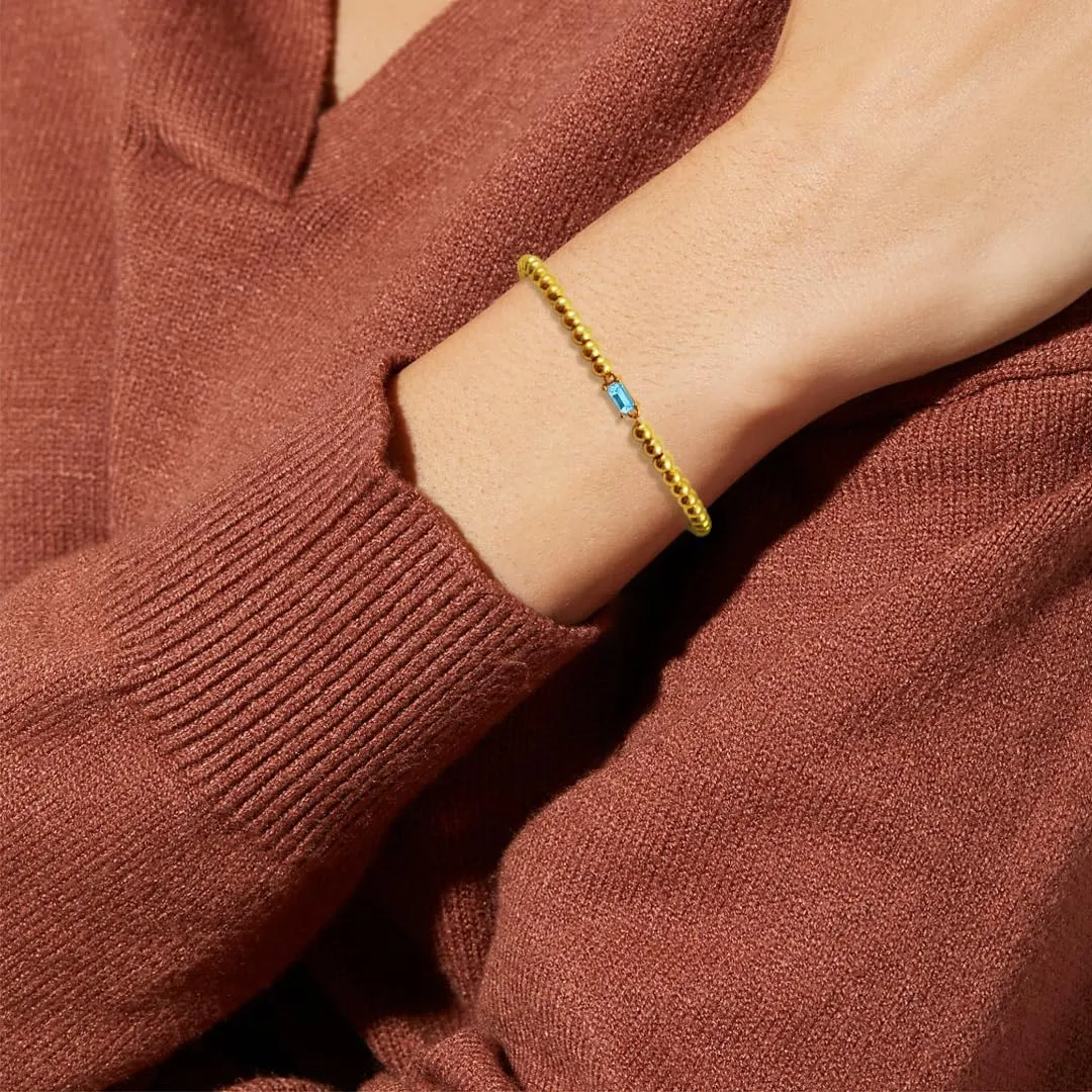 Free bird Birthstone Beaded Bracelet for Women Dainty 14K Gold Plated Stretchable Beaded Bracelet Hypoallergenic Waterproof Trendy Stackable Bracelet Birthstone Jewelry Gift for Birthday Christmas Valentine's Day