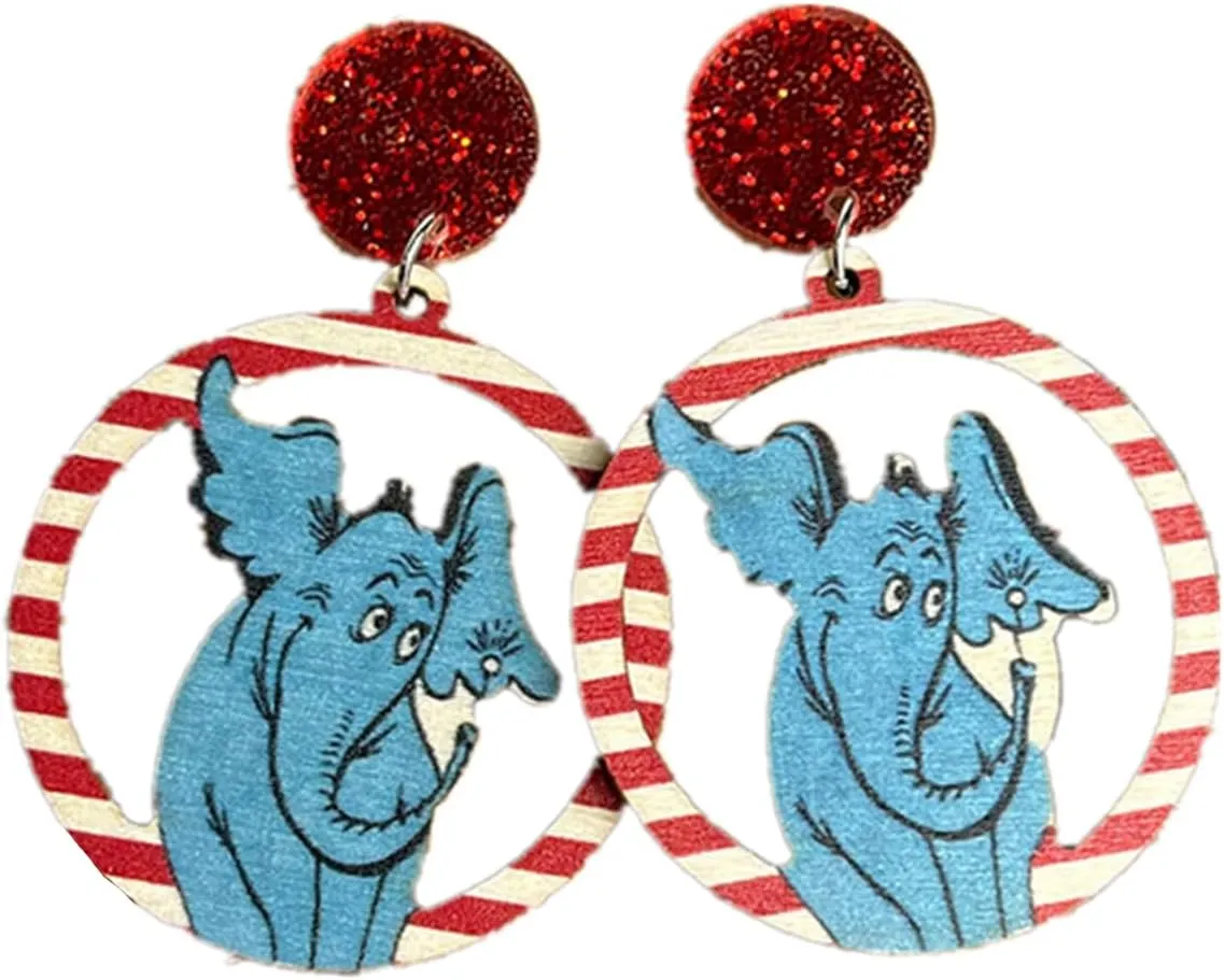 Funny Cute Weird Animal Acrylic Wooden Cat Dog Elephant Drop Dangle Earrings Lovely Pet Creative Cartoon Unique Funny Teacher's Day Back to School Jewelry for Women