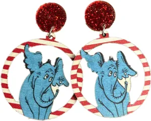 Funny Cute Weird Animal Acrylic Wooden Cat Dog Elephant Drop Dangle Earrings Lovely Pet Creative Cartoon Unique Funny Teacher's Day Back to School Jewelry for Women