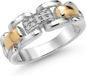 Gem Stone King Men's 925 Sterling Silver and 10K Yellow Gold White Lab Grown Diamond Band 2 Tone Ring | 7MM Width | Available in Size 5 to 13