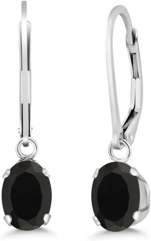 Gem Stone King Oval Gemstone Birthstone Drop Dangle Leverback Earrings For Women | 925 Sterling Silver | Oval 7X5MM | Fine Jewelry Gifts for Her Mom Women Wife
