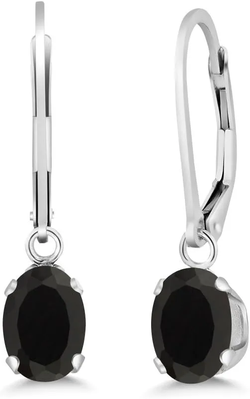 Gem Stone King Oval Gemstone Birthstone Drop Dangle Leverback Earrings For Women | 925 Sterling Silver | Oval 7X5MM | Fine Jewelry Gifts for Her Mom Women Wife
