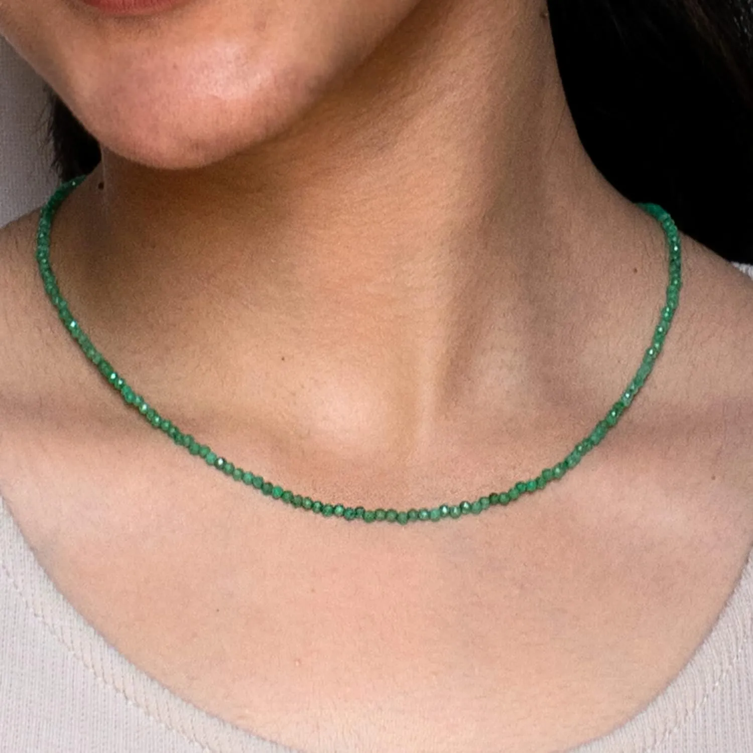 Gempires Natural Green Peridot Beaded Necklace August Birthstone Crystal Jewelry Hypoallergenic 18 Inch Silver Plated Gemstone Necklaces For Women