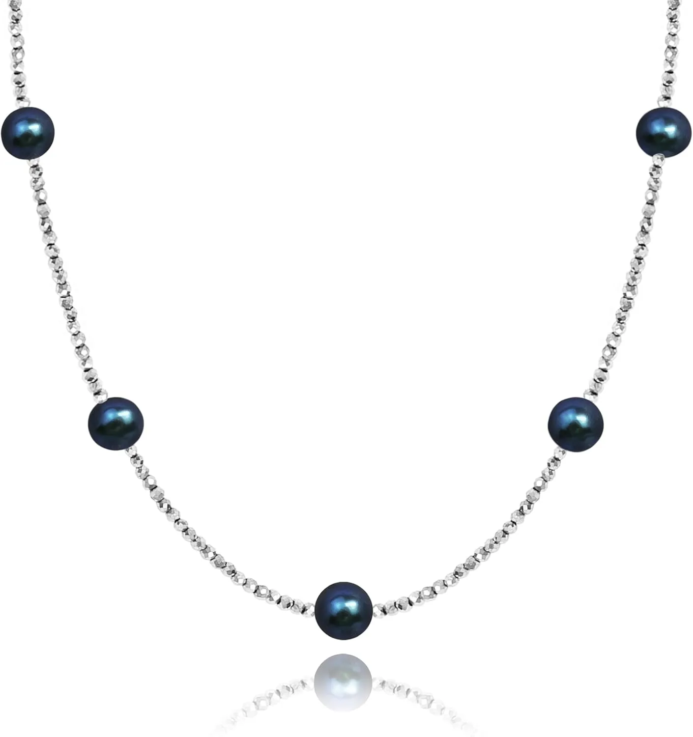 Genuin Real Freshwater Pearl Necklace,Black Peacock Pearl Choker Necklaces for Women,Hematite Gold/Silver Beaded Simple Pearl Necklace,Dainty Adjustable Pearl Jewelry Mother's Valentine Day Gifts