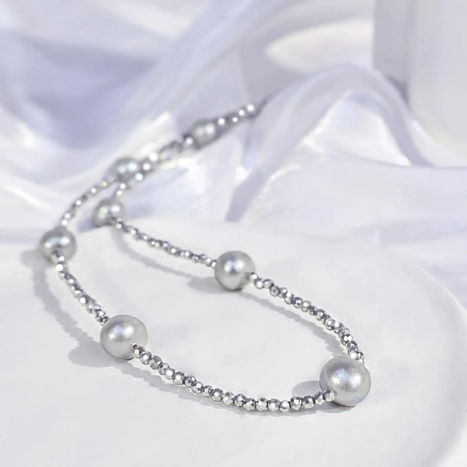 Genuin Real Freshwater Pearl Necklace,Black Peacock Pearl Choker Necklaces for Women,Hematite Gold/Silver Beaded Simple Pearl Necklace,Dainty Adjustable Pearl Jewelry Mother's Valentine Day Gifts