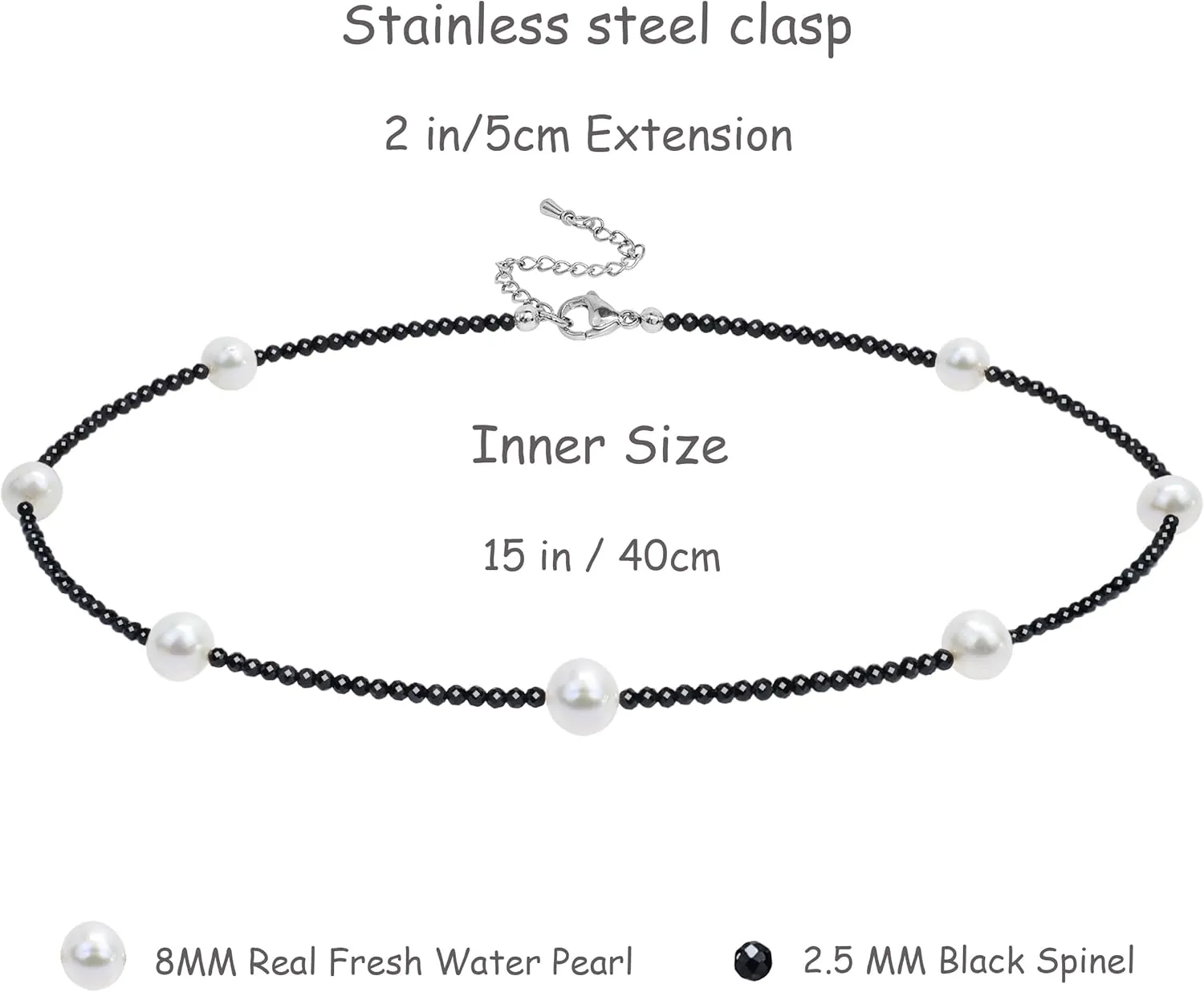 Genuin Real Freshwater Pearl Necklace,Black Peacock Pearl Choker Necklaces for Women,Hematite Gold/Silver Beaded Simple Pearl Necklace,Dainty Adjustable Pearl Jewelry Mother's Valentine Day Gifts