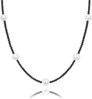 Genuin Real Freshwater Pearl Necklace,Black Peacock Pearl Choker Necklaces for Women,Hematite Gold/Silver Beaded Simple Pearl Necklace,Dainty Adjustable Pearl Jewelry Mother's Valentine Day Gifts