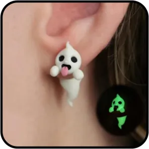 Ghost Earrings, Halloween Spooky Glow-In-The-Dark Fun Earring Tiny Charm Pendant Earrings Glow In The Dark Halloween Gifts For Women Men Christmas Jewelry