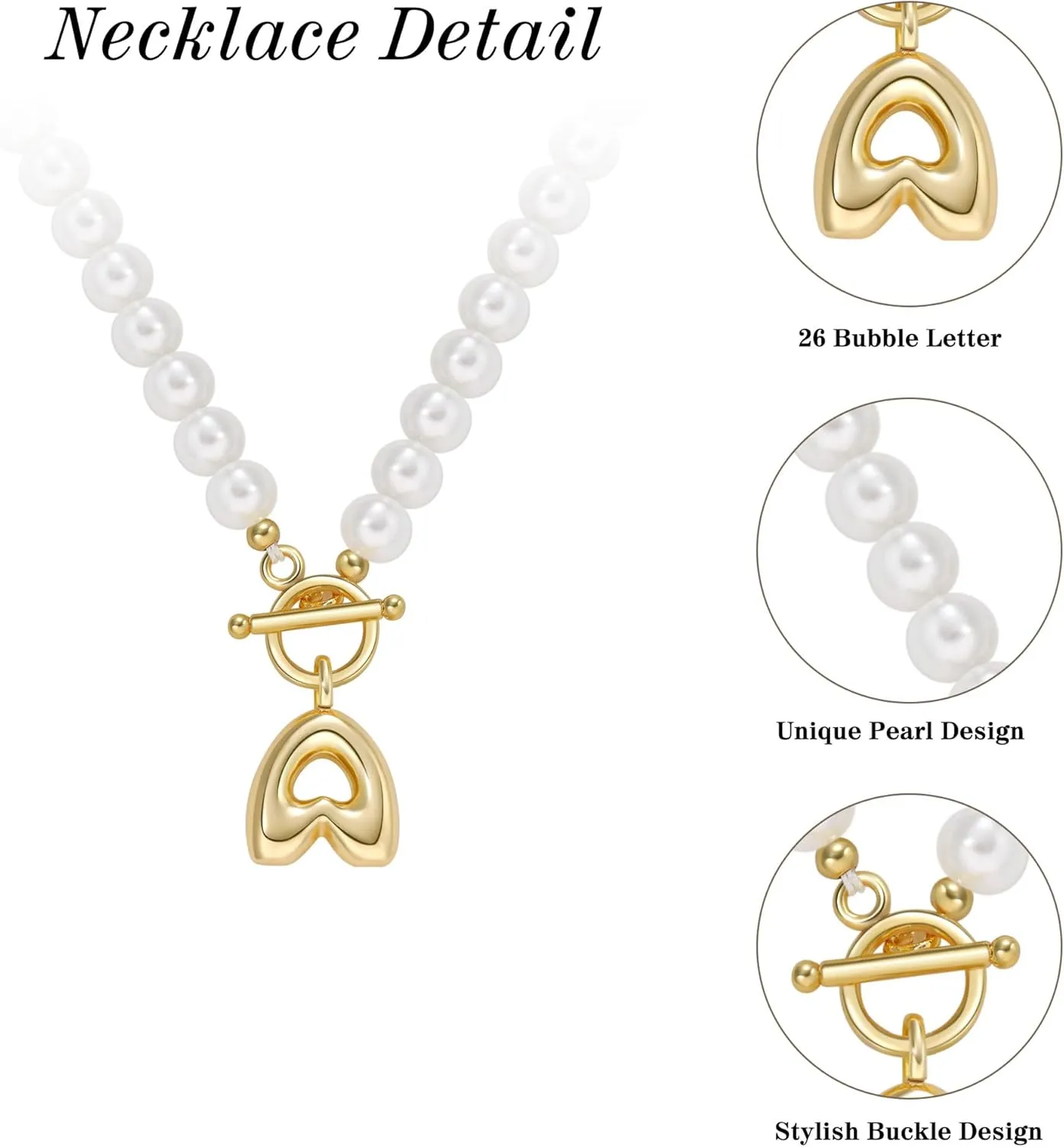 Gifts for Mothers Day Pearl Necklaces for Women, Bubble A-Z Initial Necklace Gold Dainty Pearl Choker Necklace Anniversary Birthday Graduation Gifts for Her Teen Stocking Stufffers Christmas Jewelry