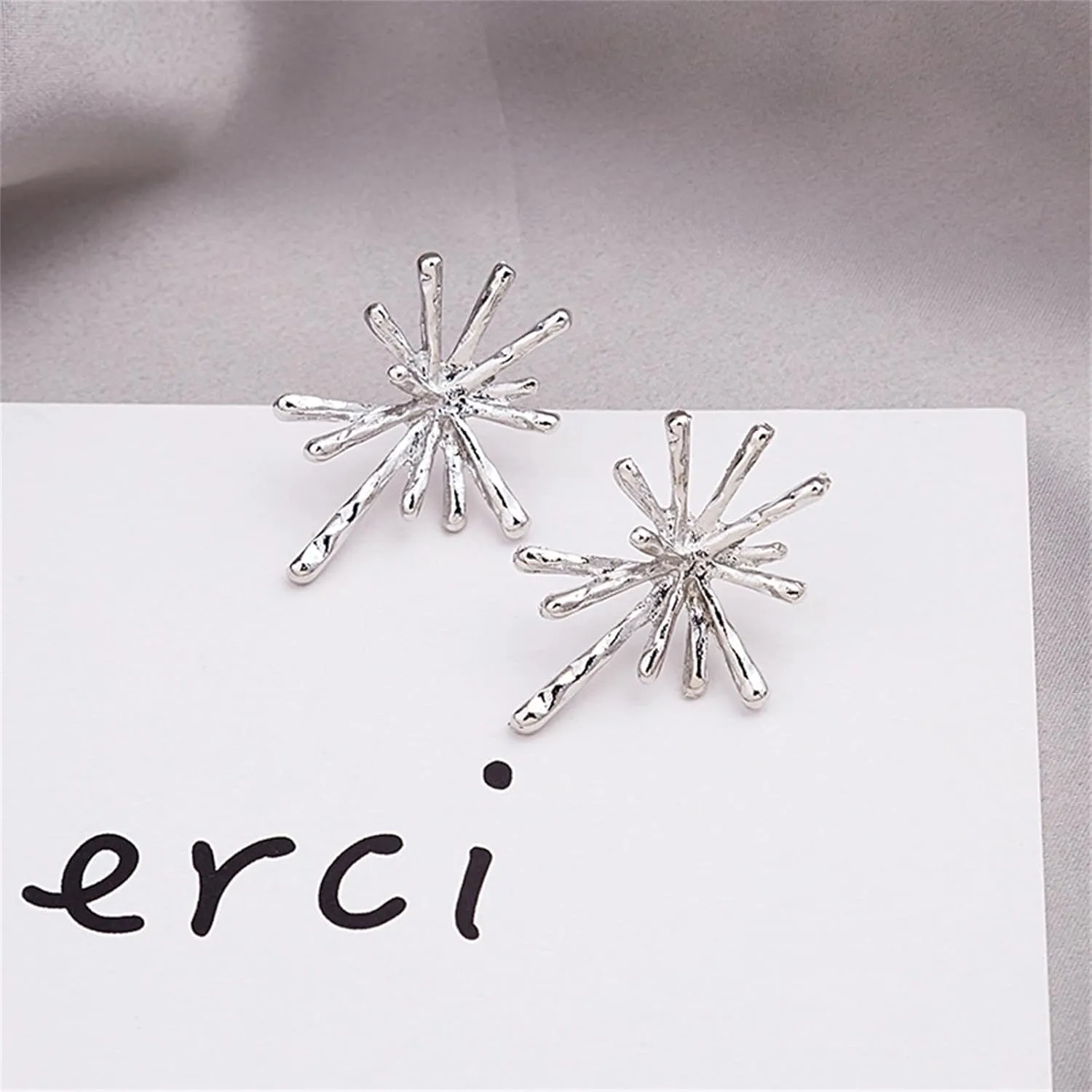 Gold Firework Stud Earrings for Women Irregular Statement Starburst Chandelier Sterling Silver Post Hypoallergenic Big Fun Metal Earrings for Her Friend Mom Wife Sister Minimalist Fashion Jewelry Gifts