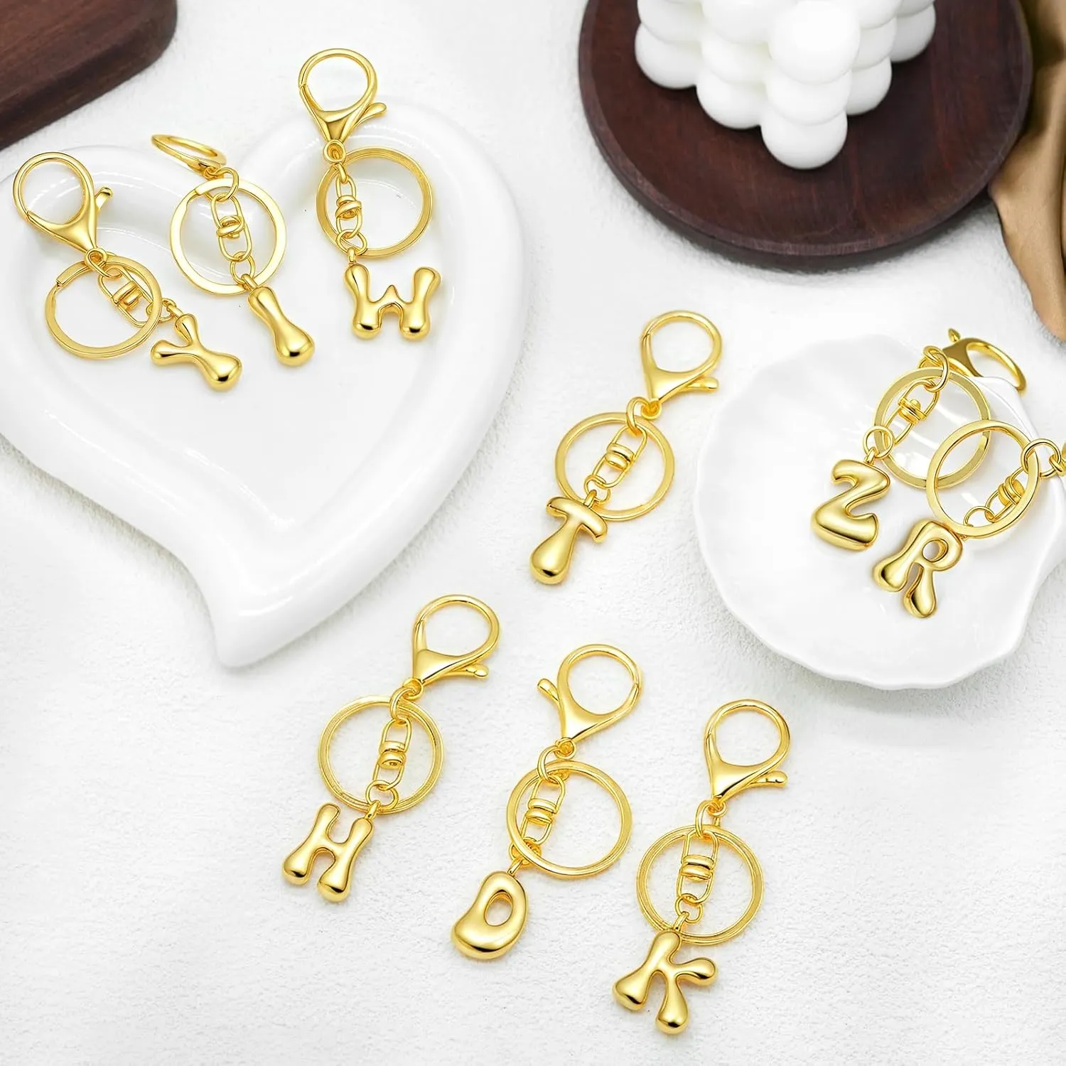 Gold Letter Keychain for Women Cute Small Initial Keychain Charms for Purses Bags Handbags Wallet Backpack Accessories