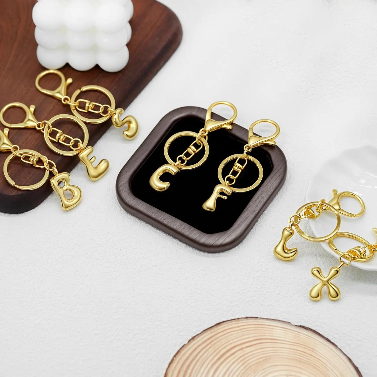 Gold Letter Keychain for Women Cute Small Initial Keychain Charms for Purses Bags Handbags Wallet Backpack Accessories