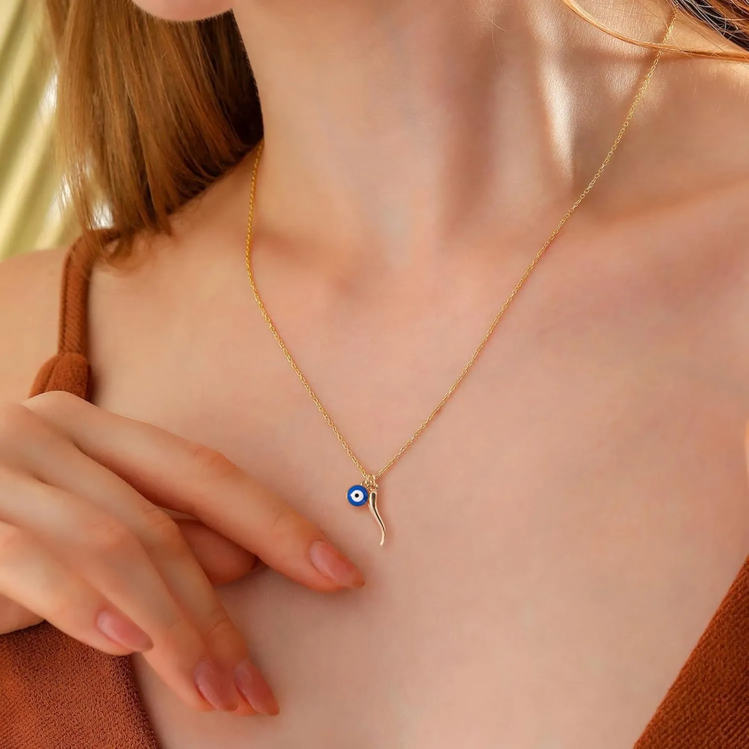Gold Necklace for Women-14k Gold Plated Infinity Necklace Star Of David Necklace Evil Eye Cross Pendants Heart Dainty Gold Necklace For Women