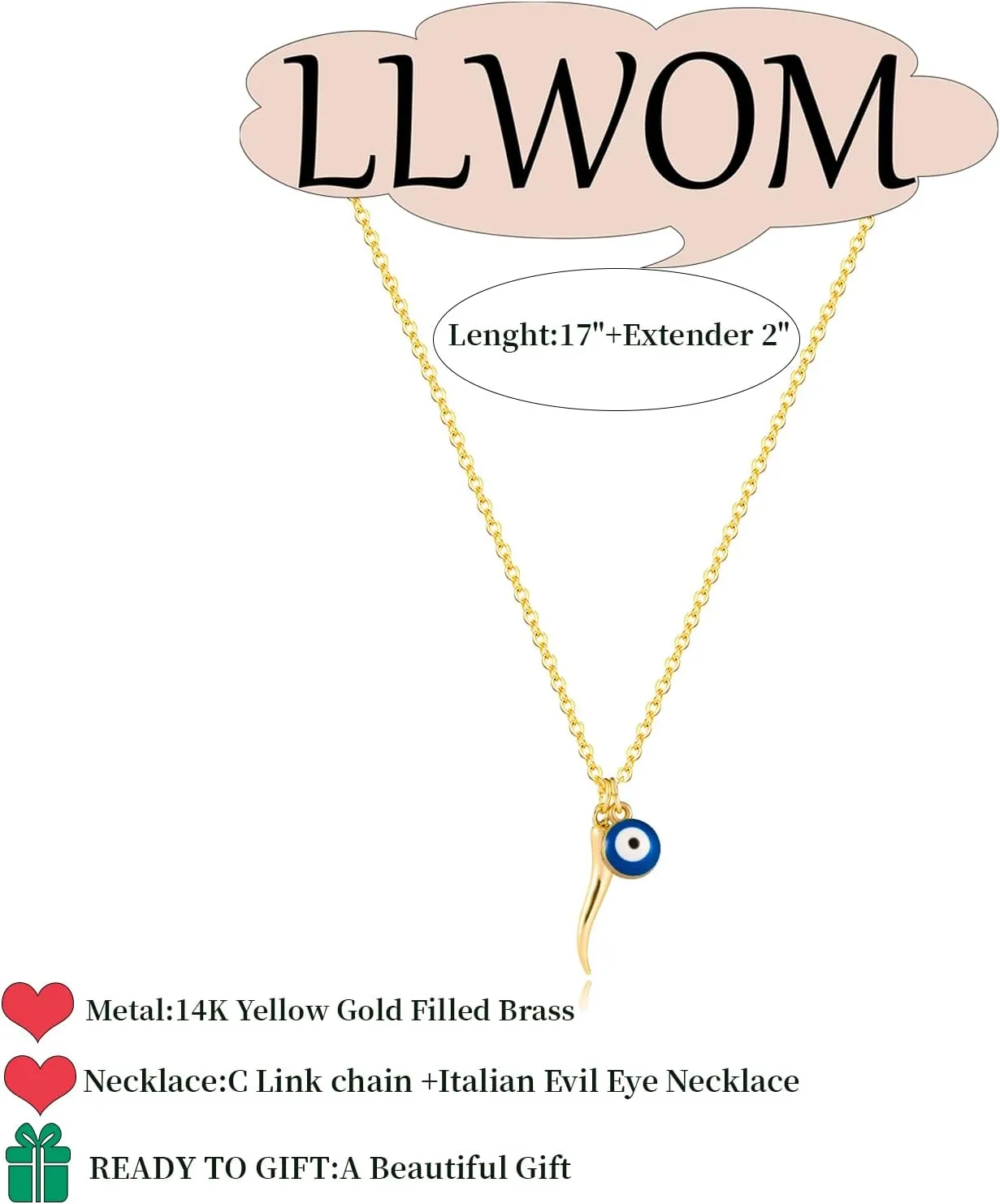 Gold Necklace for Women-14k Gold Plated Infinity Necklace Star Of David Necklace Evil Eye Cross Pendants Heart Dainty Gold Necklace For Women