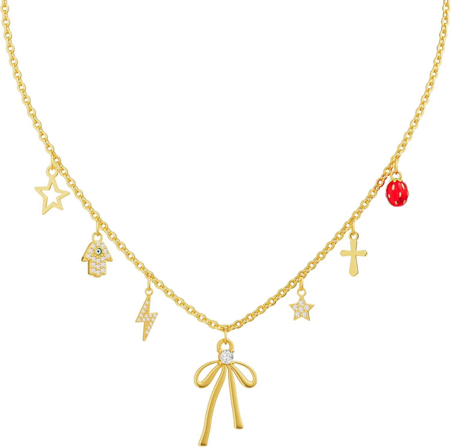 Gold Necklaces for Women - Dainty Gold Charm Necklace 14K Gold Plated Choker Necklace Set for Women