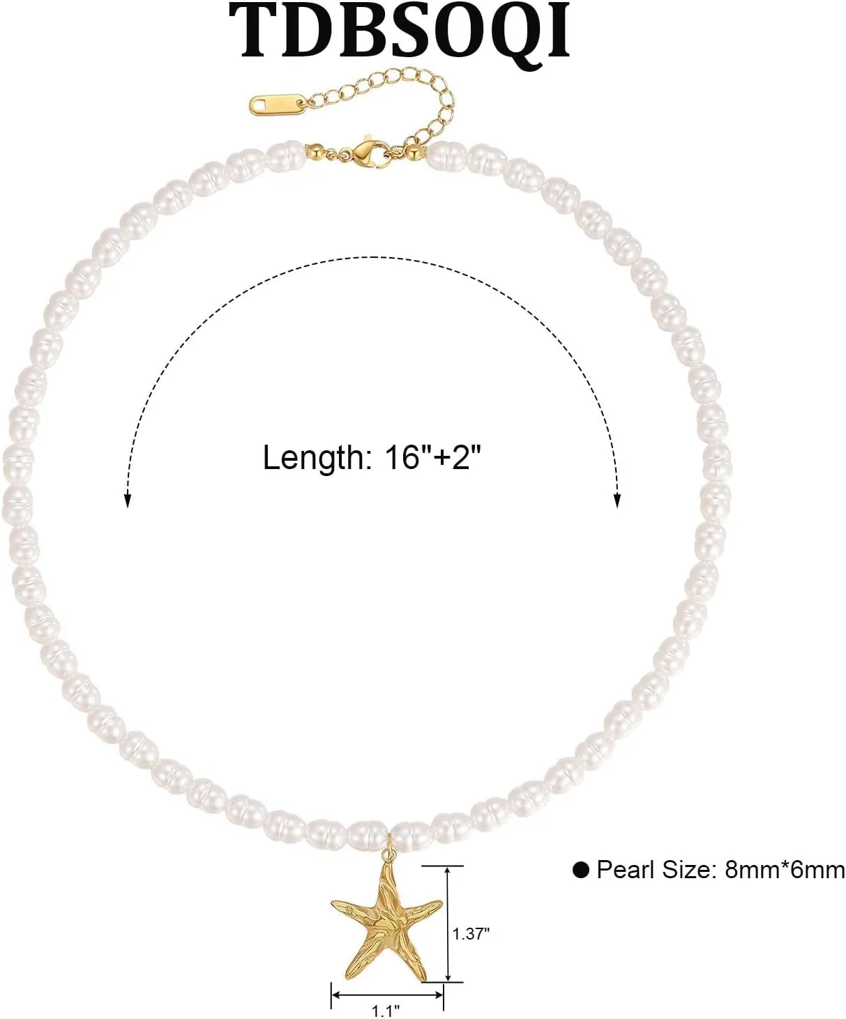 Gold Pearl Necklace for Women Trend Boho Starfish Shell Moon Sun Charm Pendant Pearl Choker Necklaces Summer Beach Jewelry for Women Gift