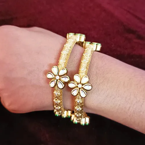 Gold Plated Kundan & Oxidized Bracelet (Design 80)