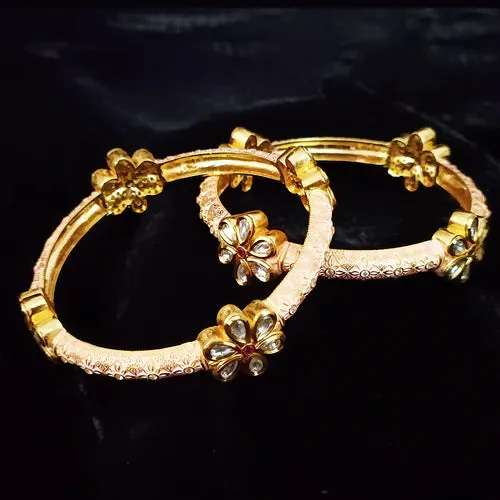 Gold Plated Kundan & Oxidized Bracelet (Design 80)