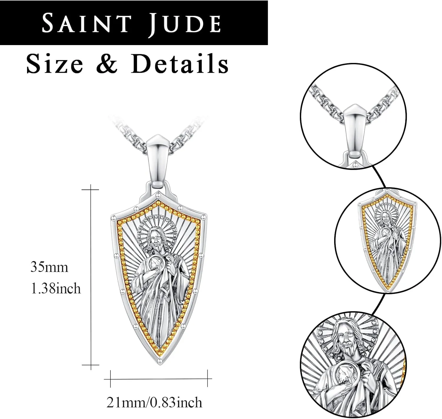 Gold Religious Necklace for Men Saint Michael/Christopher/Judas/Benedict/Joseph/Jude Pendant Religious Jewelry Gifts for Talisman Amulet