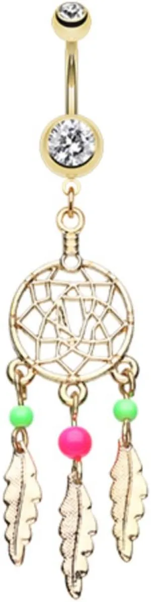 Golden Classic Beaded Dreamcatcher WildKlass Belly Button Ring