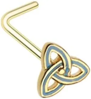 Golden Triquetra Trinity Knot L-Shape Nose Ring