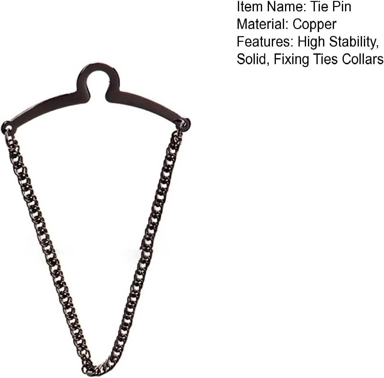 Grebest Tie Clip Non-oxidizing Tie Locking Pin Back Secure Holder Durable Black