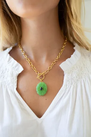 Green Opal and Blue Sapphire Charm