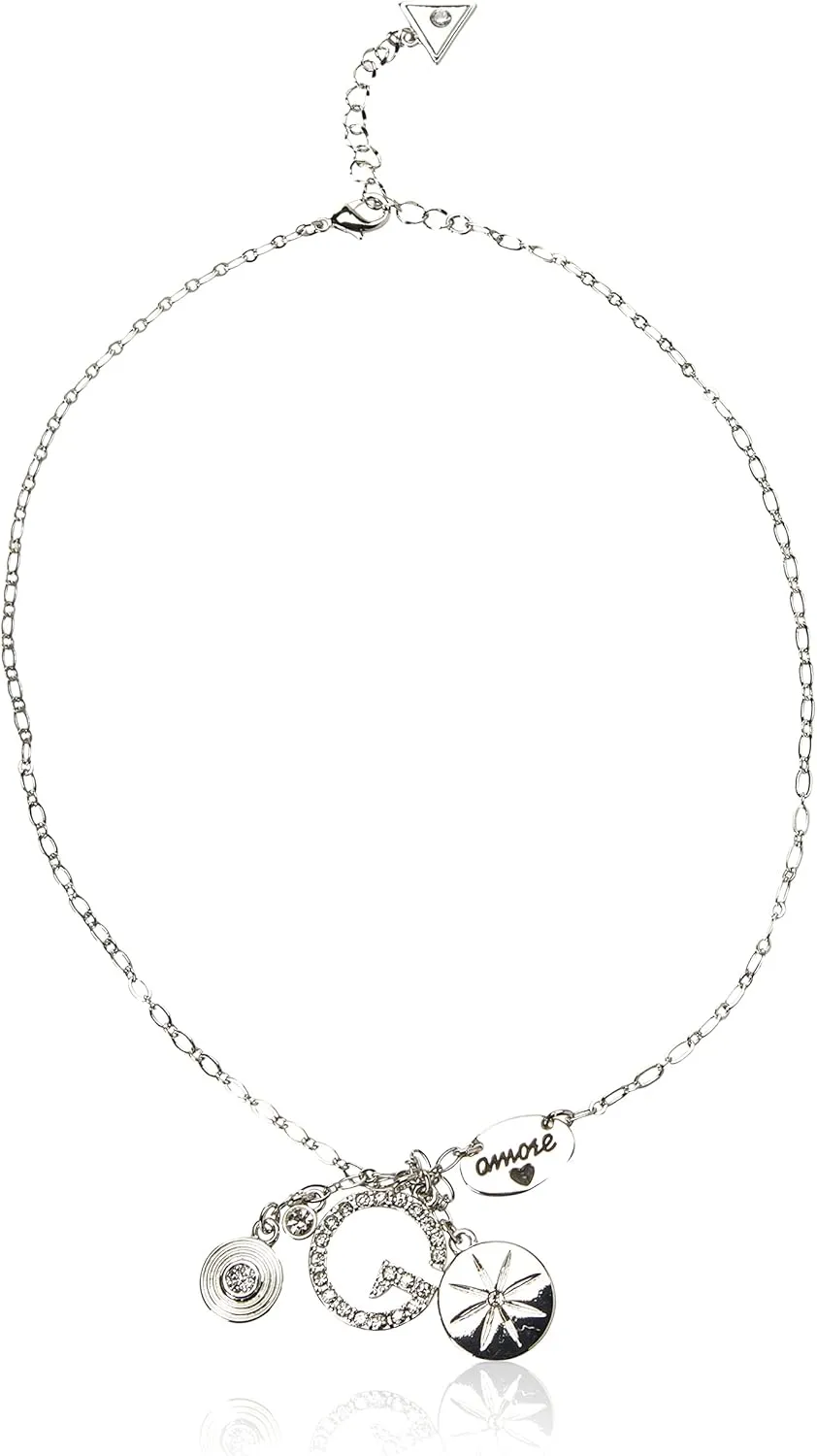 GUESS "Basic" Silver Pave G Linear Y-Shaped Necklace, 16"   2" Extender