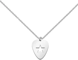Guitar Pick Necklace, Star Guitar Pick Pendant Necklace, Music Inspired Gift for Men and Women, Silver