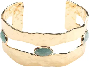 Hammered Gold Tone Brass Cuff Bracelet- Fits 7" Wrist