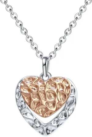 Hammered Heart Necklace Sterling Silver Necklace For Women Heart Pendant Charm Necklace