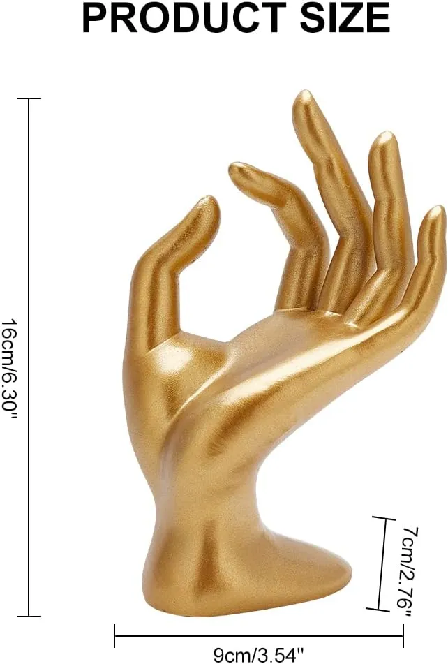Hand Jewelry Display Holder Gold OK Shaped Hand Ring Jewelry Organizer Stand Watch Stand Support Holder for Earring Ring Bracelet Storage Room Decor 2.76 x 3.54 x 6.3 Inches