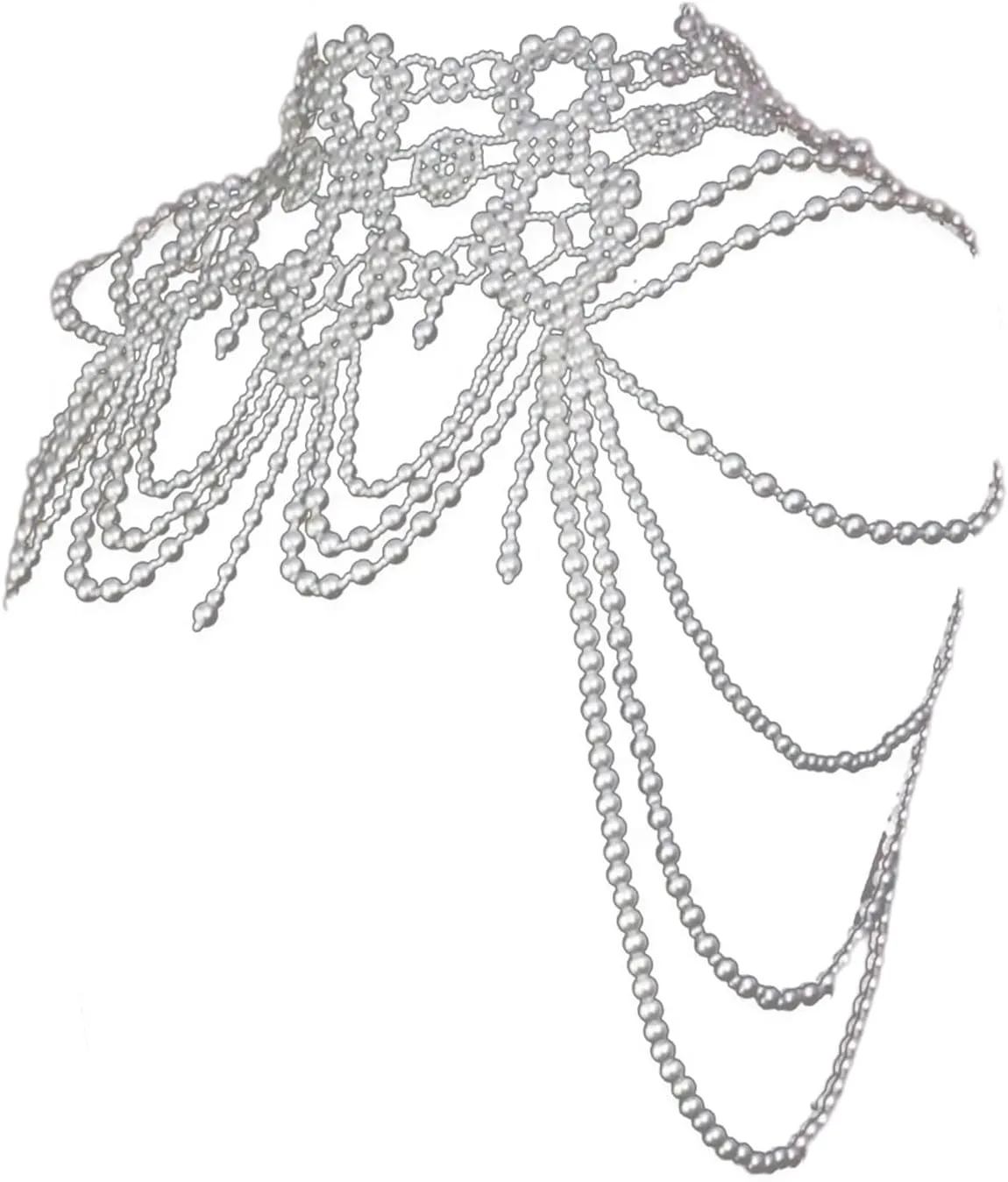 Handcmade Imitation Pearls Shoulder Chain Elegant Body Accessory Jewelry for Women Lady Girls Wearable Body Chain
