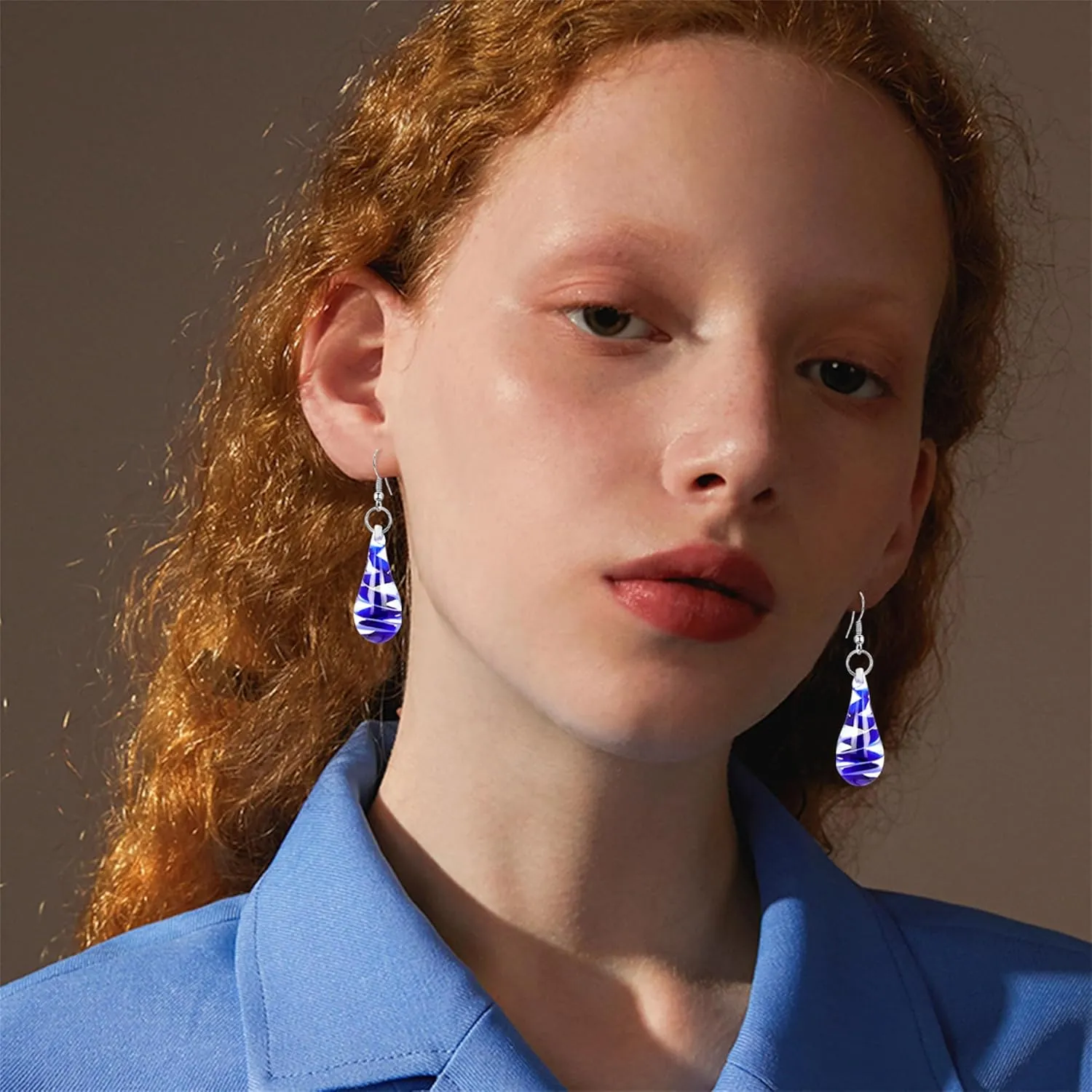 Handcrafted Italian Murano Style Glass Tornado Twirl Fashion Dangle Earrings Irregular Glass Spiral Dangle Drop Earrings for Women Jewelry Gift