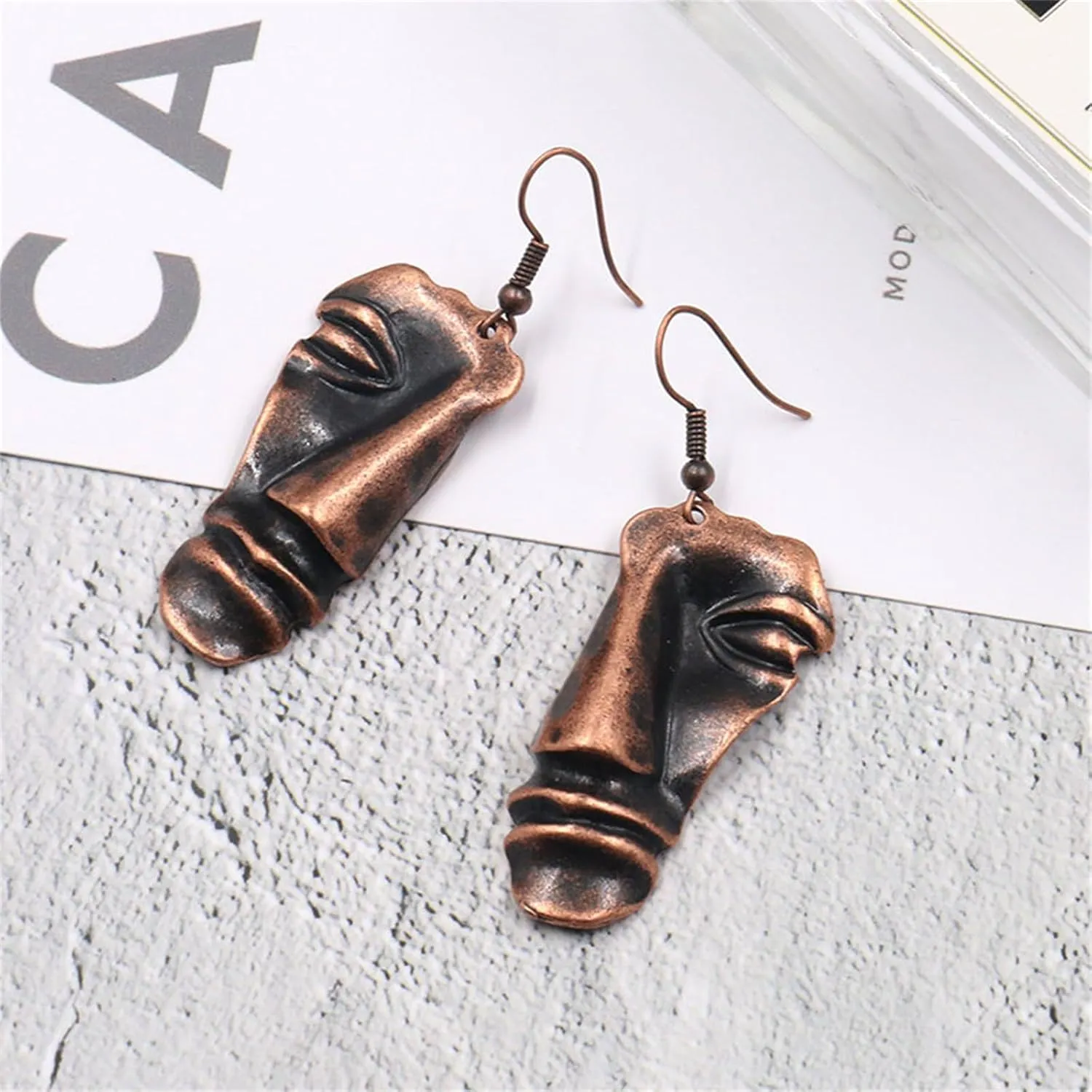 Handmade Face Earrings for Women Personalized Funny Lovely Vintage Bohemian Ethnic 3D Abstract Human Face Shaped Dangle Drop Statement Earrings Jewelry Gifts