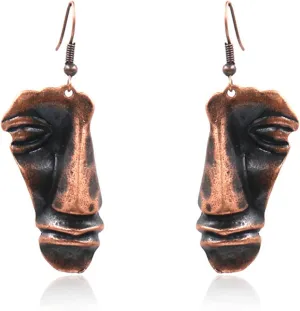 Handmade Face Earrings for Women Personalized Funny Lovely Vintage Bohemian Ethnic 3D Abstract Human Face Shaped Dangle Drop Statement Earrings Jewelry Gifts